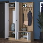 Hanah Home P6 - M5 - 2423 Recibidor con Perchero Blanco y Nogal 119.6x182.8x35.5 cm